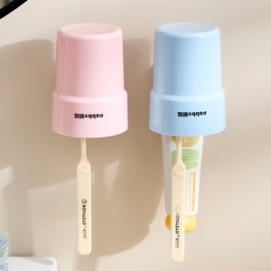 Supports de brosses à dents créatifs à ventouse avec logo personnalisé et gobelets pour brosses à dents, accessoires de salle de bain, ensemble de supports pour gobelets de bain de bouche - Product Image 1