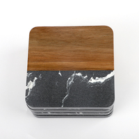 Sous-verres carrés de style nordique en marbre et bois d'acacia, résistants à la chaleur, antidérapants, écologiques, lavables, pour la maison, taille personnalisée, ensemble de 10 mm