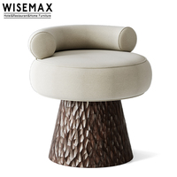 WISEMAX FURNITURE Meubles design, fauteuil en bois avec accoudoirs, tissu bouclé, fauteuil d'appoint, tabouret de coiffeuse, chaise de salle à manger
