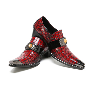 NA865 YENİ Erkek Ayakkabıları Lüks El Yapımı Erkek Deri Klasik Ayakkabılar Metal Kapaklı Kırmızı Parti/Düğün/Podyum Ayakkabıları Erkek Zapatos <span class=keywords><strong>Homb</strong></span> - Product Image 3
