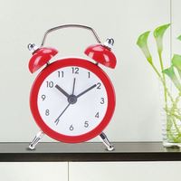Jam Alarm Meja Bulat Mini Kartun dengan Dial Angka, Jam Alarm Logam untuk Anak, Ruang Tamu, Kamar Tidur, Jam Dekoratif Rumah Berwarna-warni