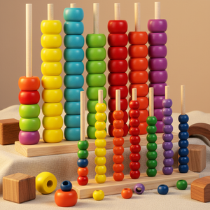 Jouet éducatif <span class=keywords><strong>en</strong></span> <span class=keywords><strong>bois</strong></span> coloré avec perles pour l'apprentissage précoce, abaque pour l'association des couleurs, amusant pour la maternelle et l'éveil des bébés - Product Image 1