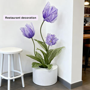Tulipes géantes artificielles en organza violet, fleurs faites à la main longue durée pour les décorations de mariage, de la fête des mères et du Nouvel An - Style moderne - Product Image 5