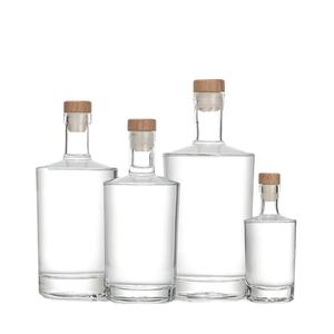 Bouteilles rondes en verre Super silex avec bouchon en liège pour whisky, Gin, Vodka, Rum, <span class=keywords><strong>liqueur</strong></span>, 100Ml, 375ml, 500Ml, 750Ml - Product Image 1