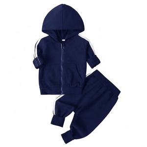 2023 nouveau décontracté 100% coton enfants vêtements 2 pièces sweat pantalons de survêtement fermeture éclair à capuche Joggers survêtement ensemble pour garçons et filles - Product Image 2
