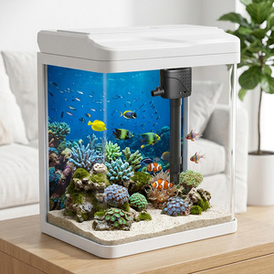 Aquário de Vidro Pequeno para Mesa, Aquário Ecológico para Casa com Sistema de Filtro, Bomba de Oxigênio e Luz LED - Product Image 3