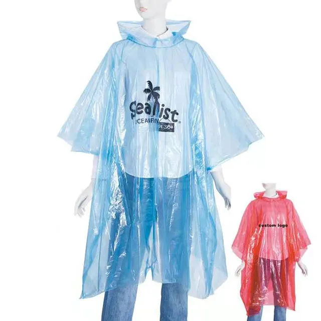 BSCI Promotional Rain coat for Adults Modern Universal Cloak PE Disposable Waterproof Poncho