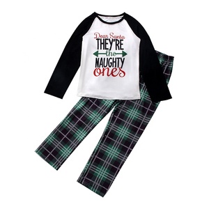 Noël nouveau décontracté vert <span class=keywords><strong>Plaid</strong></span> lettre correspondant tenues pour maman moi sexe neutre vêtements costume pour bébé garçons filles famille - Product Image 3