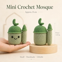 Cadeaux d'Aïd, Ramadan, Anniversaire : Poupée au Crochet Amigurumi Mosquée, Jouets Musulmans en Tissu Coton Remplis de Coton PP, Anti-Stress, Unisexe