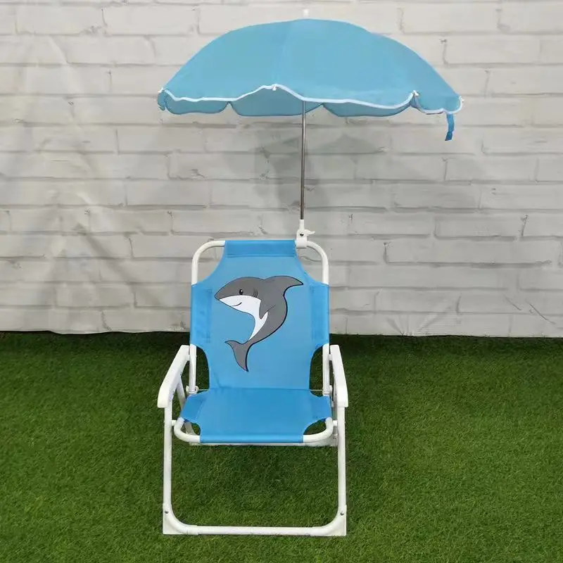 Child cute print dolphin ice cream cactus pineapple flamingo pattern Kids Easy Fold Beach Chair with umbrella Cheap Easy Take