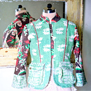 Abrigo Vintage Reversible de algodón, edredón Kantha, indio, proveedor de estrellas - Product Image 1
