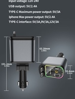 Cargador de Coche Retráctil 4 en 1 de 120W con Luz Ambiental de Cielo Estrellado, Carga Rápida PD, Protección OTP, Adaptador Rápido