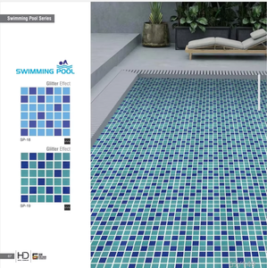 Azulejos de cerámica para piscinas de 300x300 mm con acabado brillante, 7.5 mm de grosor, azulejos de mosaico para piscinas exteriores en venta por exportador. - Product Image 2
