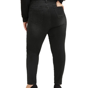 Pantalones vaqueros elásticos de mezclilla negros de talla grande, de cintura media, ajustados, tipo lápiz, para mujer/mamá, al por mayor - Product Image 3