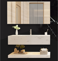 Meuble-lavabo mural contemporain de haute qualité avec lavabo et poignée, meuble-lavabo de salle de bain moderne avec robinet et miroir