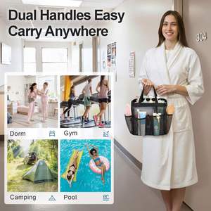 Portable Mesh Shower Caddy Tote Beach Bag with 8 Pockets Travel <b>Storage</b> Wash Bag Swimming <b>Bath</b> Bag Suitable for Gym,Bathroom - Product Image 6