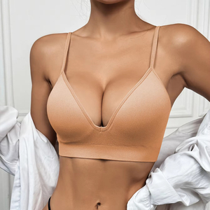 <span class=keywords><strong>Soutien</strong></span>-<span class=keywords><strong>gorge</strong></span> de <span class=keywords><strong>sport</strong></span> sans couture push-up pour femme en Spandex et Nylon, col en V, bretelles réglables, pour le quotidien, la gym et le yoga - Product Image 3