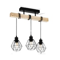 Suspension LED industrielle en fer à trois têtes, style loft, longue bande, douille E27, pour bar, salle à manger, salon de thé, café