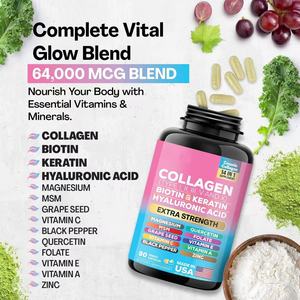 Коллагеновые капсулы с логотипом на заказ, диетическая добавка Vital Glow Blend с биотином, кератином и гиалуроновой кислотой - Product Image 3