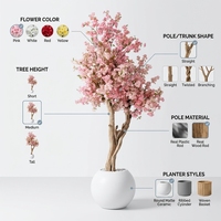 Grand arbre artificiel de 2,7 m, cerisier en fleurs rose en soie, pour décoration de mariage, arbre artificiel de luxe, taille personnalisée