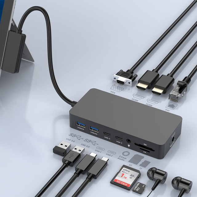 Universal USB C Adapter Docking Station for Surface Laptop Multiport with VGA for HDMI USB 3.0 Interface in Stock