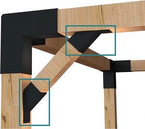 Staffe Pergola, 8 Pack staffa di supporto ad angolo di 45 gradi, attacco connettore resistente per 2 ''x 4'' montanti in legno - Product Image 2