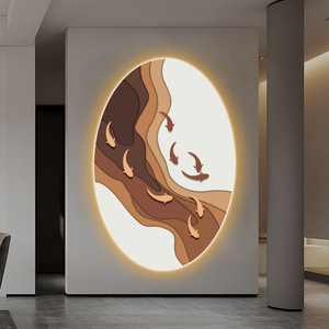 Mural ovalado estéreo 3D personalizable, lámpara LED de lujo, pintura de paisaje de nueve peces, lienzo moderno, imagen de entrada Simple <span class=keywords><strong>al</strong></span> óleo - Product Image 2