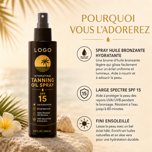 Professional Tanning Sunscreen Care <b>Moisturizing</b> Nourish Light Texture Not Greasy Create Bronze Skin SPF 15 Tanning Oil <b>Spray</b> - Product Image 5