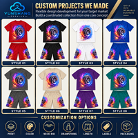 Ensemble d'été deux pièces pour homme en coton mélangé tricoté, imprimé numériquement avec motif pneu de course Turbo, séchage rapide, t-shirt et short