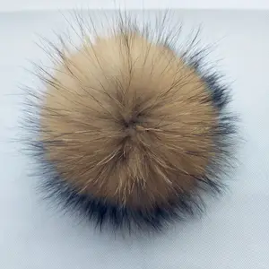 Túi Xách Xe Hơi Real Raccoon Fur Ball Với Lông Dài 12Cm Kích Thước Lớn Trang Trí Mặt Dây Fluffy Pom Pom Fur Keychain Mũ
