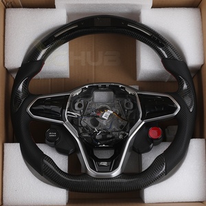 Volant en cuir semi-perforé avec bouton de démarrage, en fibre de carbone et LED pour VW Volkswagen <span class=keywords><strong>Golf</strong></span> R 6 <span class=keywords><strong>7</strong></span> <span class=keywords><strong>7</strong></span>.5 8 MK8 MK7 8R Gti <span class=keywords><strong>Gtd</strong></span> - Product Image 2