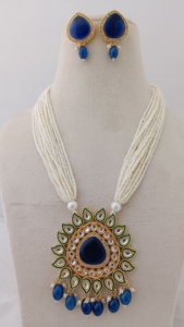 Collar de perlas Premium Kundan antiguo hecho a mano forma personalizada latón encontrar joyería de moda para bodas aniversarios regalo - Product Image 6