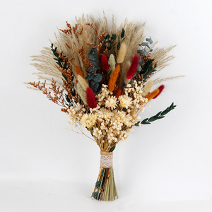 Valentine's Day Dried Flower Thanksgiving Day Babysbreath Eucalyptus <strong>Pampasgrass</strong> Mixed Dry Flower Bouquet CH106 - Product Image 2