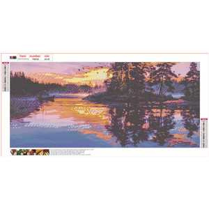 Popolare Kit Fai-da-Te per Pittura Diamantata 5D con Stampa di Barca sul Lago al Tramonto, Stile Americano 60x30cm - Product Image 4