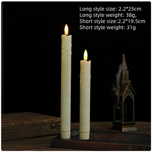 Bougies électroniques à piles de 19,5 cm, surface lisse ivoire, avec poignée, idéales pour les fêtes d'anniversaire et les dîners en famille - Product Image 5