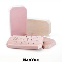 Plateau à bijoux octogonal de luxe en velours avec bords coupés, avec couvercles, organisateur de présentation pour bagues et boucles d'oreilles, boîte de rangement pour bijoux, logo personnalisé, vente en gros