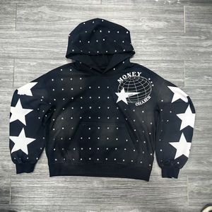 <span class=keywords><strong>Felpa</strong></span> con cappuccio personalizzata con <span class=keywords><strong>zip</strong></span>, lavaggio acido, strass, in pile, vintage, oversize, streetwear, cropped, pesante, da <span class=keywords><strong>uomo</strong></span> - Product Image 3