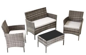 Ensemble <span class=keywords><strong>de</strong></span> <span class=keywords><strong>table</strong></span> <span class=keywords><strong>et</strong></span> <span class=keywords><strong>de</strong></span> chaises en rotin pour salle à manger en plein air contemporain, confortable, imperméable, mobilier <span class=keywords><strong>de</strong></span> <span class=keywords><strong>jardin</strong></span> pour 4 personnes pour appartement - Product Image 4