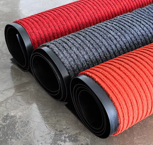 Tapis <span class=keywords><strong>de</strong></span> <span class=keywords><strong>porte</strong></span> antidérapant rouge à double nervure avec dos en PVC, absorbant l'eau, pour l'entrée <span class=keywords><strong>de</strong></span> la maison - Product Image 1
