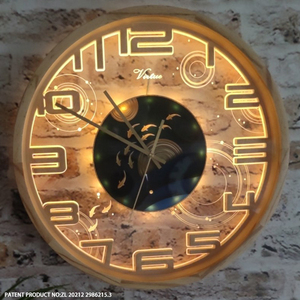 16" Luminous <b>Wall</b> <b>Clock</b> <b>Silent</b> No Ticking Wood Frame Lighted <b>Clock</b> with Smart Sensor to Turn On/Off Lights in Low/Bright Light - Product Image 1