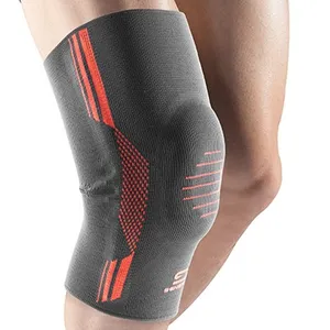 Deker lutut nilon nyaman bernafas, penopang lutut elastis dengan bantalan silikon pereda nyeri lutut nilon