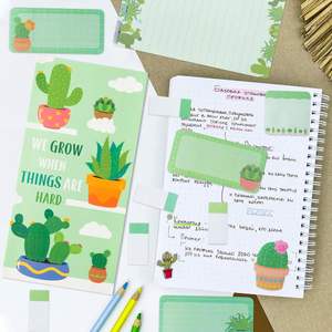 Juego de Notas Adhesivas Plegables con Diseño de Cactus y Suculentas, Blocs de Notas Autoadhesivos de Varios Tamaños, Marcadores de Páginas Escribibles, para Diario - Product Image 4