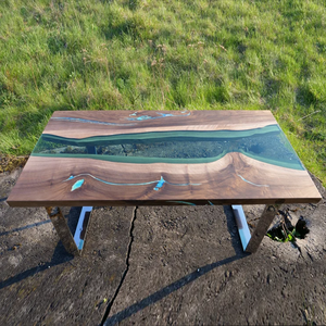 Tavolo da pranzo in resina epossidica con bordo e fiume tavolo da pranzo - Product Image 2