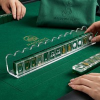 Jeu de Mahjong en Acrylique Personnalisé Green Court Golf 4 Couches 160 Tuiles et Tapis de Mahjong - Cadeau de Divertissement pour Fêtes en Intérieur