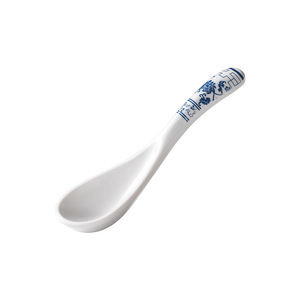 Cucharas de melamina Xiangyuan, cucharas de arroz creativas de estilo retro, cucharas de sopa de porcelana azul y blanca para restaurantes y hoteles. - Product Image 5