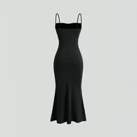 Robe moulante sans manches, taille haute, ourlet sirène, mode printemps, disponible en noir, vente en gros, faible MOQ