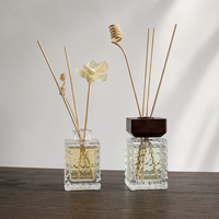 Flacon diffuseur de parfum d'ambiance en verre carré gaufré de luxe, vide, 100 ml et 150 ml