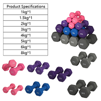 EIGFOH Juego de Mancuernas Antideslizantes de Hierro Fundido Duradero, Disponible en China, de 1-8 kg, Unisex, Universal, para Entrenamiento en Casa, Modelo 70026