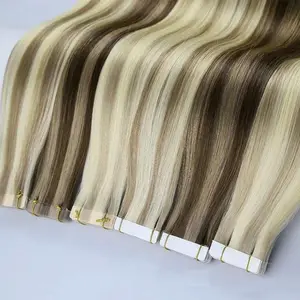 Großhandel kopfhaut angepasste jungfräuliche menschliche Remy-Haarverlängerung band in doppelt gezogene blonde menschliche Band haarverlängerung haarverkäufer