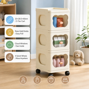 Kabinet Laci penyimpanan PP 3 lapisan, untuk rumah, kamar tidur, pengatur pakaian bayi untuk penyimpanan pakaian - Product Image 1